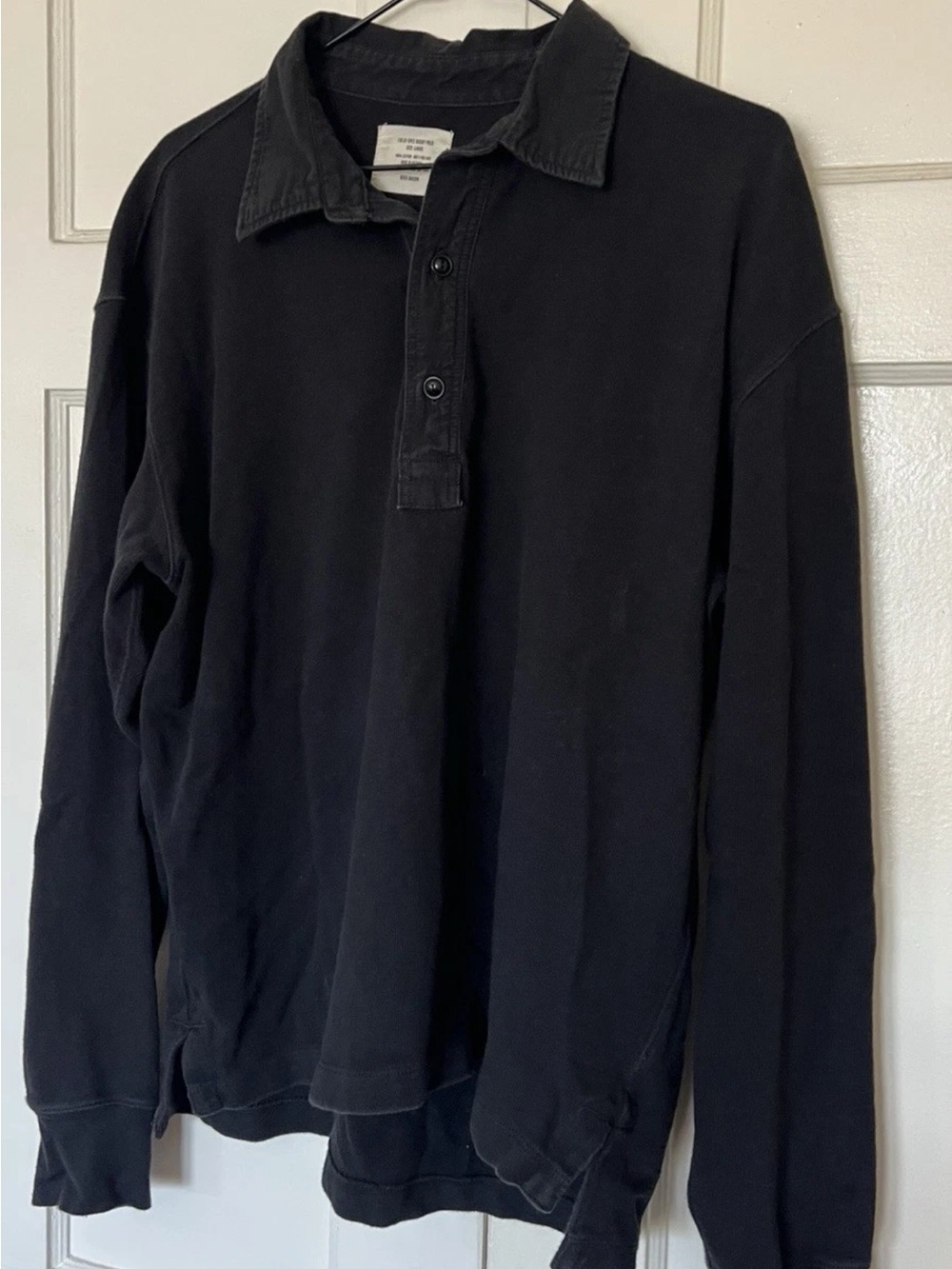 Buck Mason Black Long-Sleeve Polo